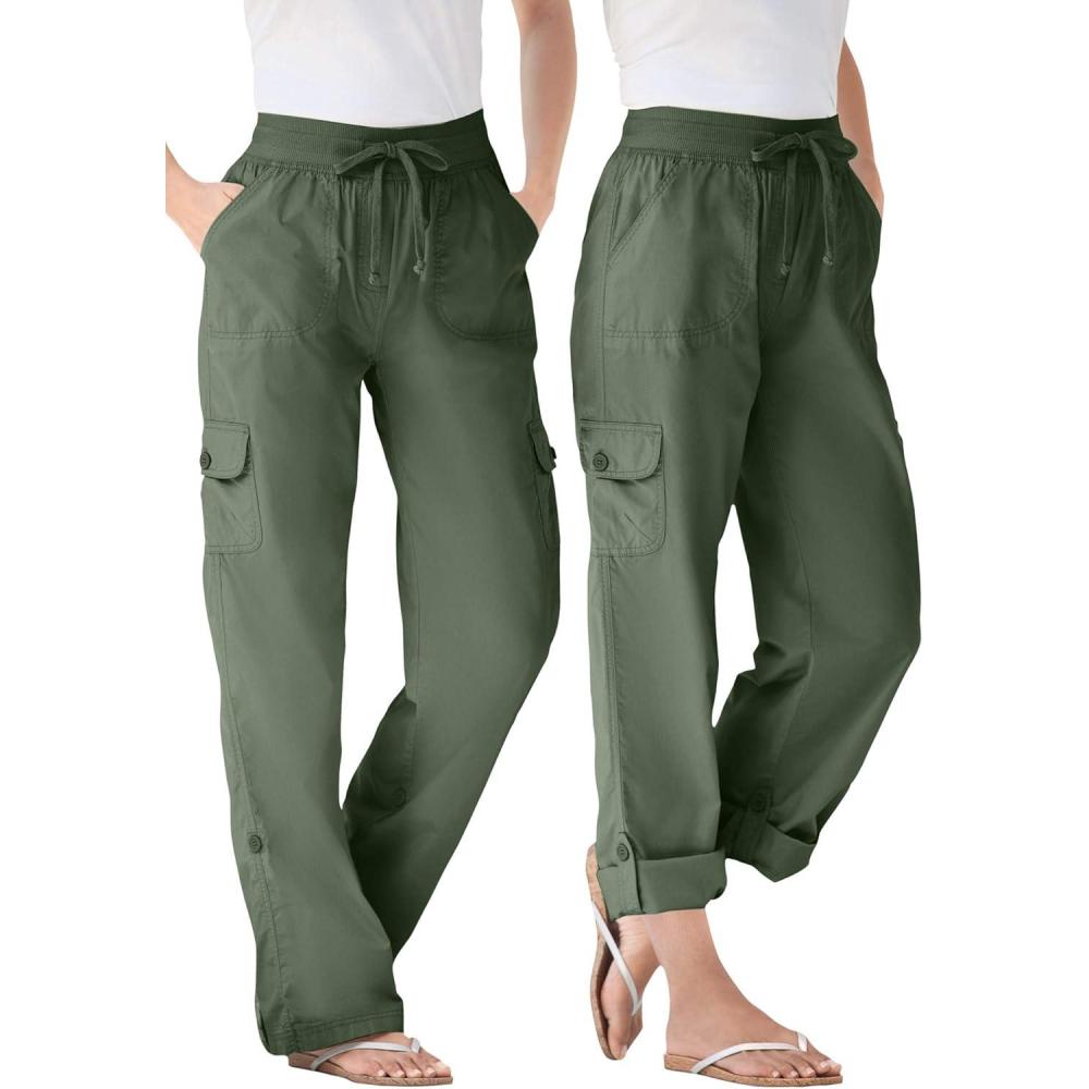 imageWoman Within Plus Size Convertible 2in1 Cargo Pant amp Capri Elastic WaistOlive Green