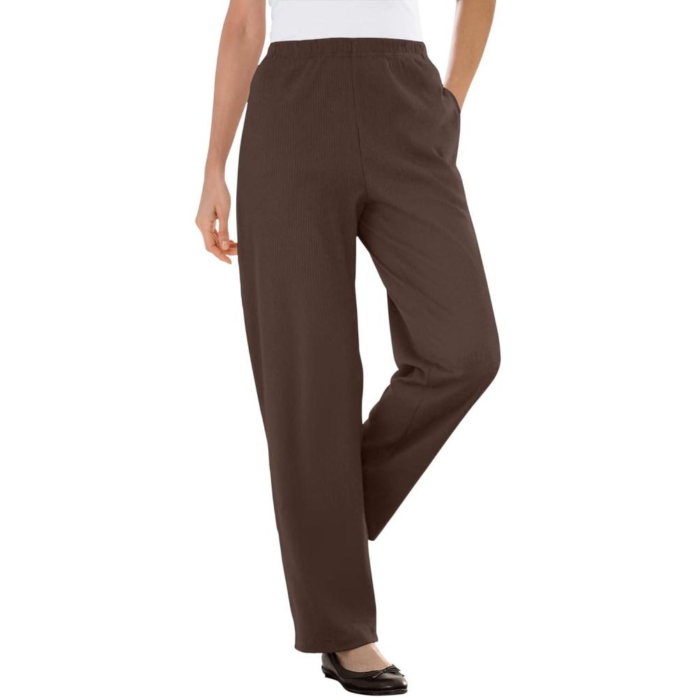 imageWoman Within Womens Plus Size Pants Ribbed 7day KnitChocolate