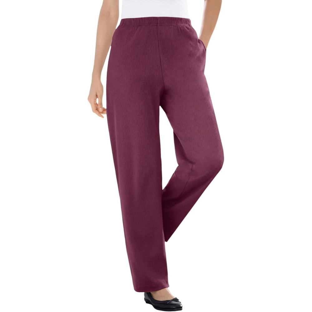 imageWoman Within Womens Plus Size Pants Ribbed 7day KnitDeep Claret