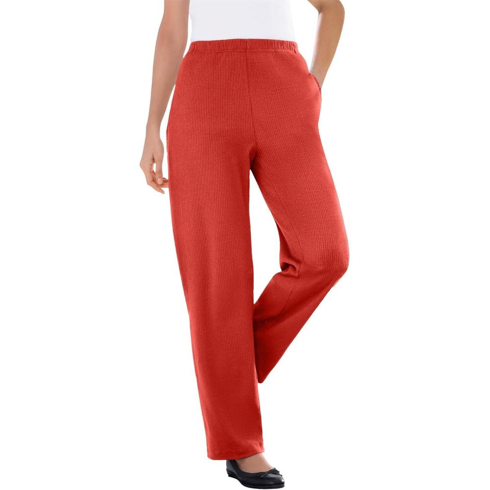 imageWoman Within Womens Plus Size Pants Ribbed 7day KnitRed Ochre