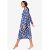 Dreams & Co. Plus Size Long-Sleeve Henley Print Sleepshirt(Evening Blue Flowers)