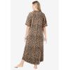 Dreams & Co. Women’s Plus Size Long French Terry Zip-Front Robe (Petite Available)(Classic Leopard)