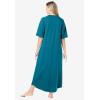 Dreams & Co. Women’s Plus Size Long French Terry Zip-Front Robe (Petite Available)(Pool Blue Shadow Floral)
