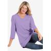 Woman Within Plus Size Perfect Three-Quarter Sleeve V-Neck Tunic(Burnt Red)