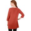 Woman Within Plus Size Perfect Three-Quarter-Sleeve Scoopneck Tunic(Burnt Red)