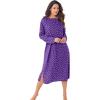 Dreams & Co. Plus Size Long-Sleeve Henley Print Sleepshirt(Plum Burst Dot)