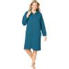 Dreams & Co. Plus Size Short Hooded Sweatshirt Robe(Deep Teal)