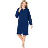 Dreams & Co. Plus Size Short Hooded Sweatshirt Robe(Evening Blue)