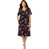 Dreams & Co. Plus Size Short T-Shirt Lounger(Black Bouquet)