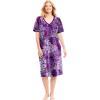 Dreams & Co. Plus Size Short T-Shirt Lounger(Rich Violet Blooming)