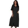 Dreams & Co. Women’s Plus Size Long French Terry Zip-Front Robe (Petite Available)(Black Dot)