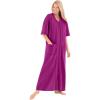 Dreams & Co. Women’s Plus Size Long French Terry Zip-Front Robe (Petite Available)(Rich Magenta)
