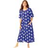 Dreams & Co. Women’s Plus Size Long French Terry Zip-Front Robe (Petite Available)(Ultra Blue Clouds)
