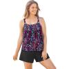 Swimsuits for All Swim 365 Women’s Plus Size Tank Overlay Swim Romper(Party Multi)