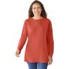 Woman Within Plus Size Perfect Long-Sleeve Crewneck Tee (Petite Available)(Burnt Red)