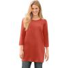 Woman Within Plus Size Perfect Three-Quarter-Sleeve Scoopneck Tunic(Burnt Red)