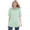 Woman Within Plus Size Short-Sleeve Button Down Seersucker Shirt(Grass Stripe)