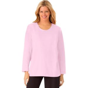 Dreams & Co. Plus Size Satin Trim Sleep Tee(Pink)