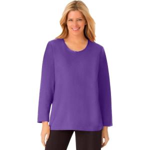 Dreams & Co. Plus Size Satin Trim Sleep Tee(Plum Burst)