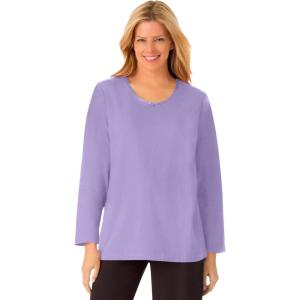 Dreams & Co. Plus Size Satin Trim Sleep Tee(Soft Iris)