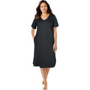 Dreams & Co. Plus Size Short T-Shirt Lounger(Black)