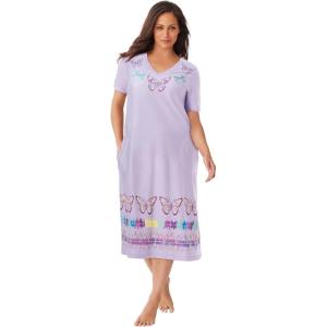 Dreams & Co. Plus Size Short T-Shirt Lounger(Pretty Orchid Butterfly)