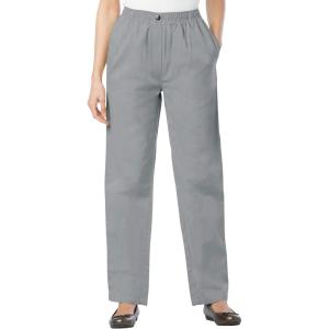 Woman Within Plus Size 7-Day Straight-Leg Elastic-Waist Denim Jean (Petite & Tall Available)(Gunmetal)