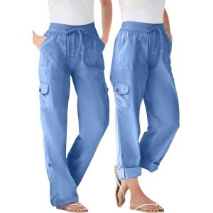 Woman Within Plus Size Convertible 2-in-1 Cargo Pant & Capri Elastic Waist(French Blue)