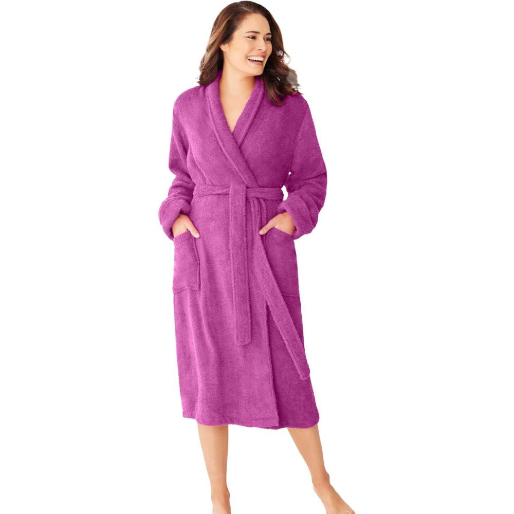 imageDreams amp Co Plus Size Short Terry RobeRich Magenta