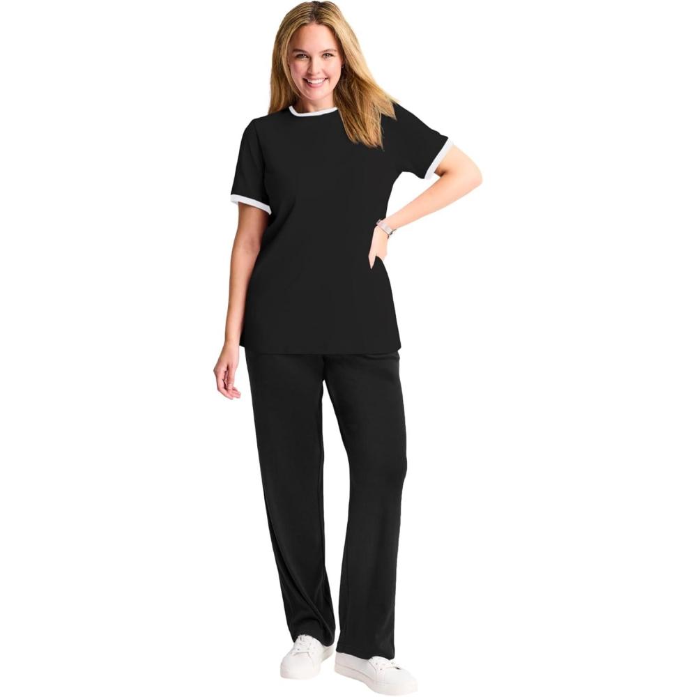 imageWoman Within Plus Size Contrast Tee 2PackWhite Black