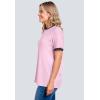 Woman Within Plus Size Contrast Tee 2-Pack(Pink Navy)