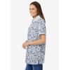 Woman Within Plus Size Perfect Printed Short-Sleeve Polo Shirt(Heather Grey Pretty Floral)