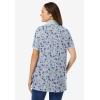 Woman Within Plus Size Perfect Printed Short-Sleeve Polo Shirt(Heather Grey Pretty Floral)