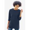 Woman Within Plus Size Perfect Three-Quarter Sleeve Crewneck Tee(Soft Iris)