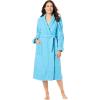 Dreams & Co. Plus Size Short Terry Robe(Paradise Blue)