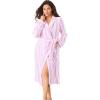 Dreams & Co. Plus Size Short Terry Robe(Pink Stripe)