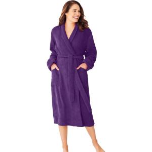 Dreams & Co. Plus Size Short Terry Robe(Rich Violet)