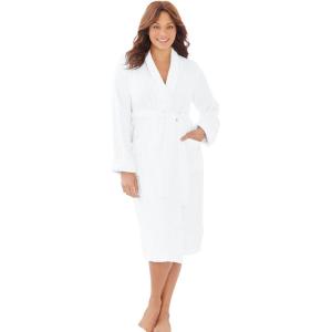 Dreams & Co. Plus Size Short Terry Robe(White)