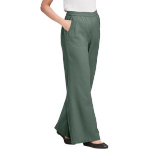Woman Within Women’s Plus Size Petite Wide-Leg Pull-On Denim Jeans(Pine)