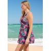 Swimsuits for All Swim 365 Women’s Plus Size Twist-Front Swim Dress(Deep Mauve Tropical)
