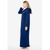 Dreams & Co. Plus Size Petite Long Hooded Fleece Sweatshirt Robe(Evening Blue)