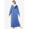 Dreams & Co. Plus Size Petite Long Hooded Fleece Sweatshirt Robe(French Blue Star Moon)
