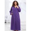 Dreams & Co. Plus Size Petite Long Hooded Fleece Sweatshirt Robe(Rich Magenta)