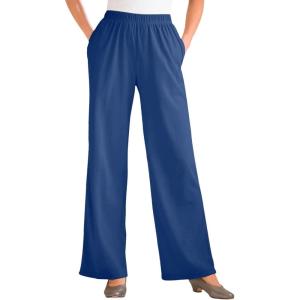 Woman Within Plus Size Petite 7-Day Knit Wide-Leg Pull-On Pants(Royal Navy)