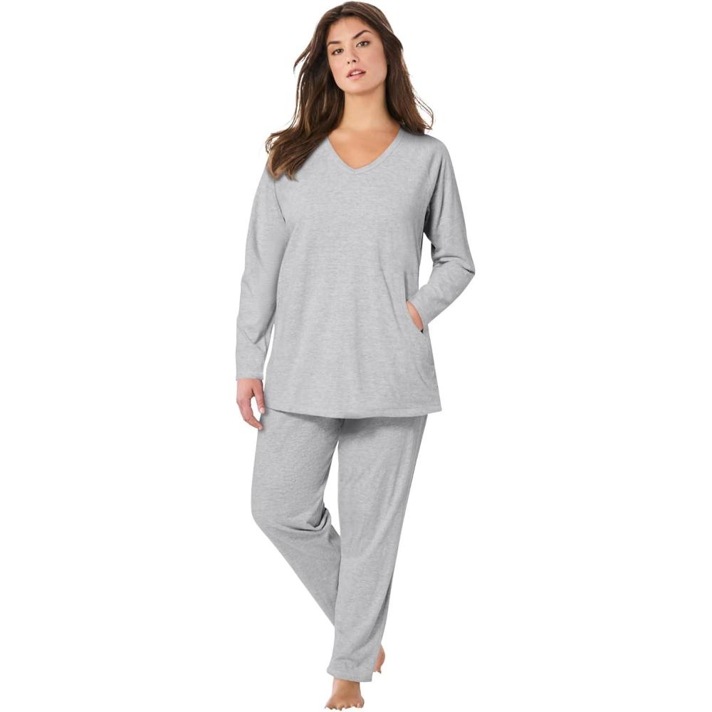 imageDreams amp Co Plus Size Petite 2Piece Lounge SetHeather Grey