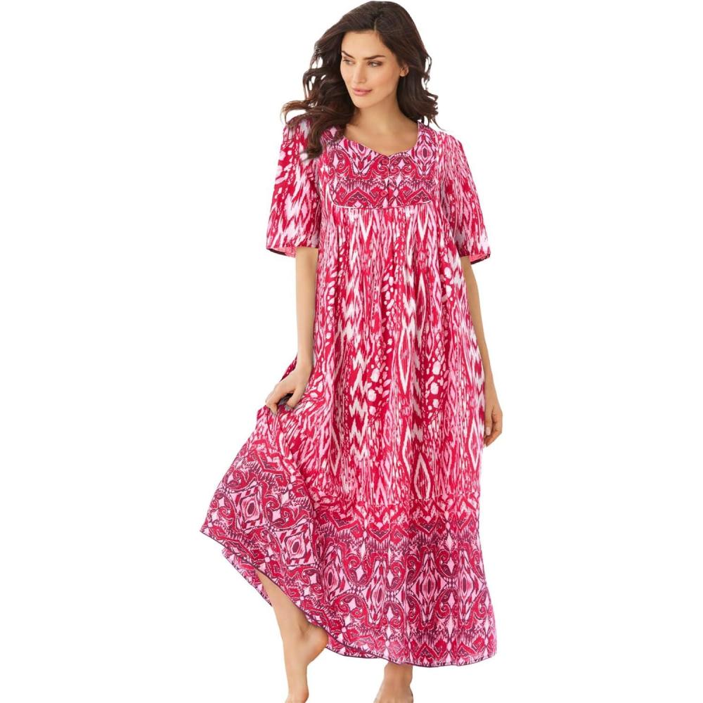 imageOnly Necessities Plus Size Petite Bib Front LoungerPink Burst Ikat