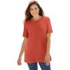 Woman Within Plus Size Perfect Short-Sleeve Crewneck Tee (Petite Available)(Burnt Red)