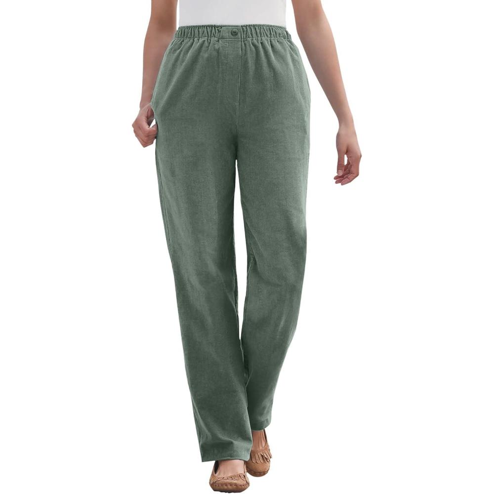 imageWoman Within Plus Size Petite 7Day Corduroy StraightLeg PantPine