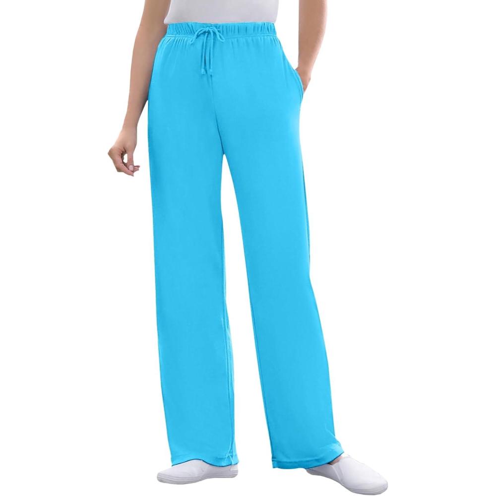 imageWoman Within Plus Size Tall Sport Knit StraightLeg PullOn PantsParadise Blue