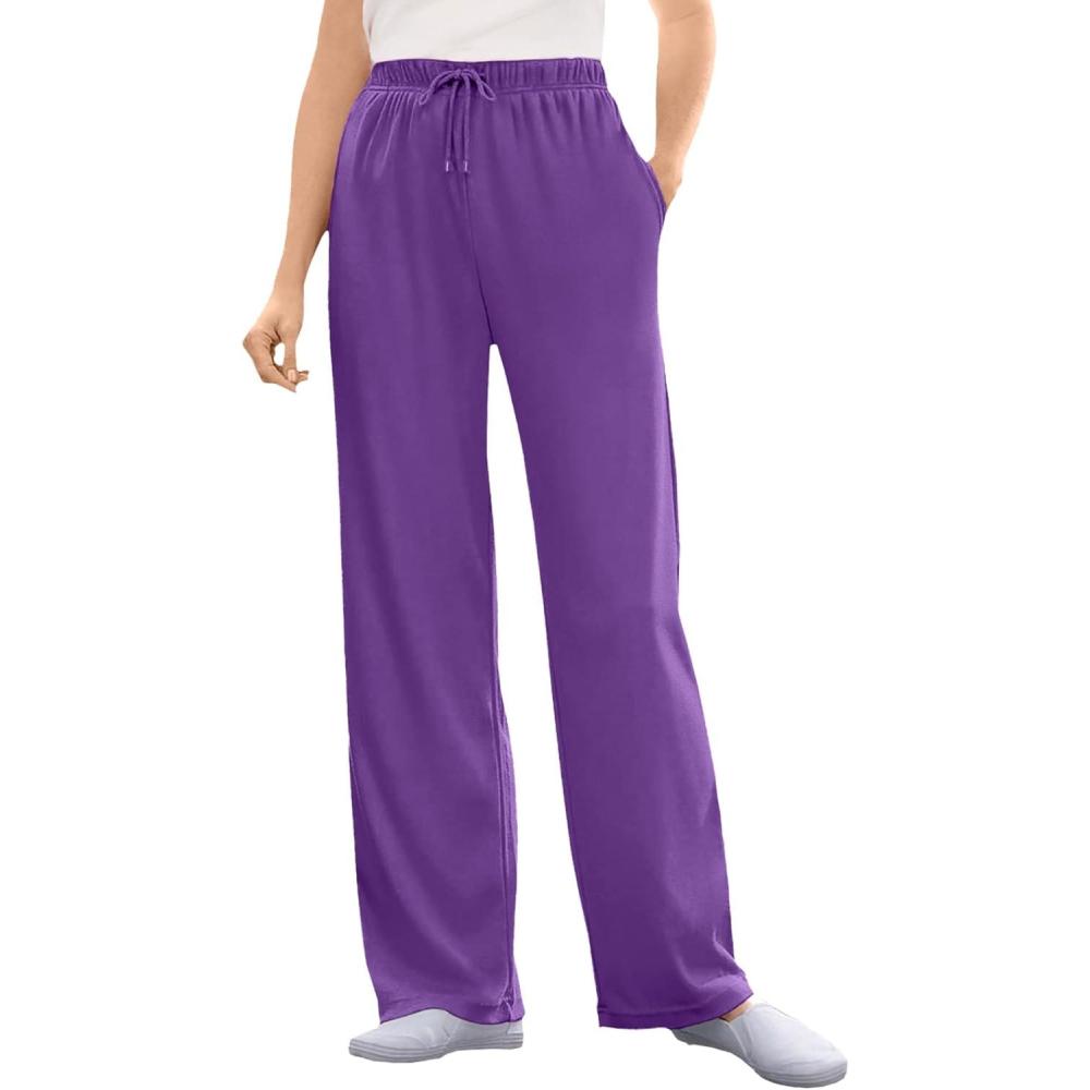 imageWoman Within Plus Size Tall Sport Knit StraightLeg PullOn PantsPurple Orchid